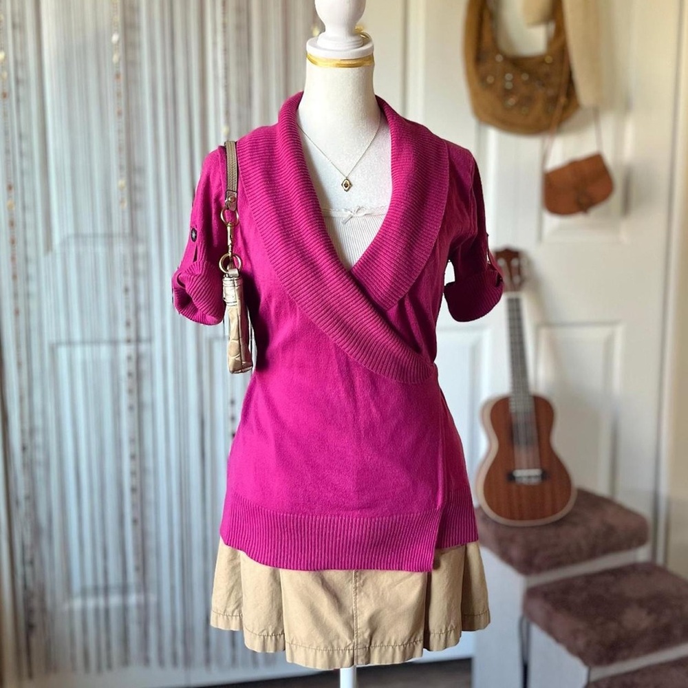 vintage merona pink wrap sweater top